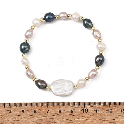2Pcs Natural Cultured Freshwater Pearl & Non-magnetic Synthetic Hematite Beads Stretch Bracelets for Women BJEW-JB14085-1