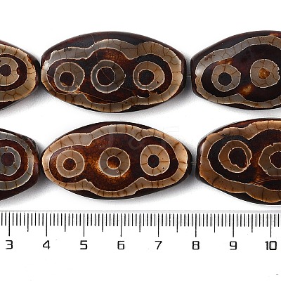 Oval with 3-Eye Pattern Tibetan Style dZi Beads Strands G-NH0001-14B-1
