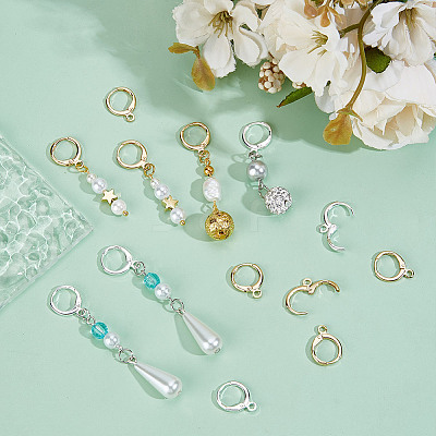 80Pcs 8 Styles Brass Hoop Earrings Findings FIND-DR0001-65C-1