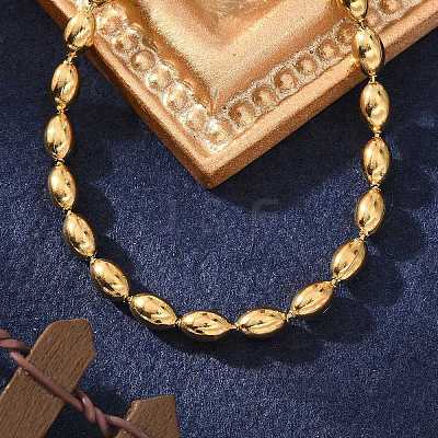 Ion Plating(IP) 304 Stainless Steel Oval Ball Chain Bracelets for Women BJEW-C046-01G-1