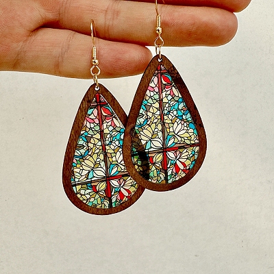 Colorful Acrylic Teardrop Dangle Earrings PW-WG3975F-05-1
