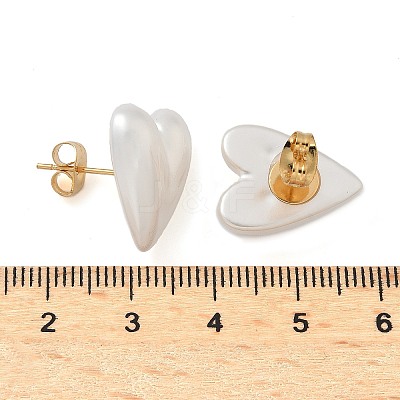 304 Stainless Steel Plastic Imitation Pearl Stud Earrings EJEW-R030-01G-04-1