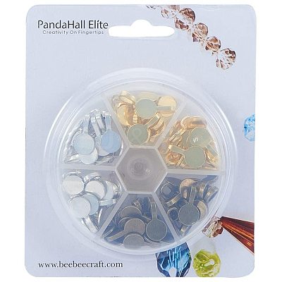 Tibetan Style Alloy Glue-on Flat Pad Bails TIBEP-PH0004-13-1