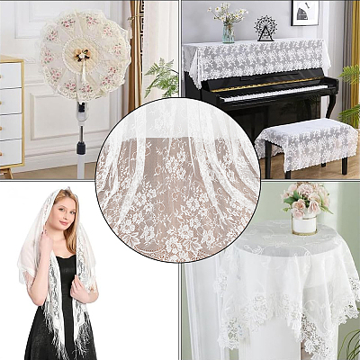 Flower Pattern Polyester Lace Fabrc DIY-WH20007-849A-1