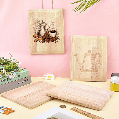 4Pcs Unfinished Rubber Wood Timber Board WOOD-FG0001-66C-1