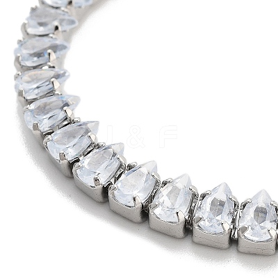 Brass Pave Clear Cubic Zirconia Teardrop Box Chain Slider Bracelets BJEW-YWC0002-07P-1