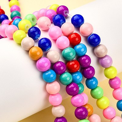 Baking Paint Glass Beads Strands DGLA-MSMC001-11-1