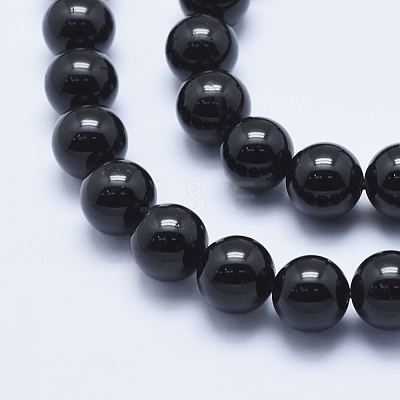 Natural Black Tourmaline Beads Strands G-E444-27-10mm-1