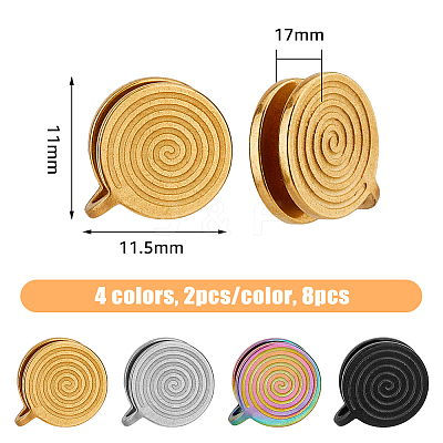 8Pcs 4 Colors 304 Stainless Steel Vortex Cuff Earrings EJEW-FI0001-60-1