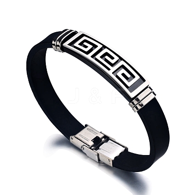 Stainless Steel Greek Pattern Bracelet PW-WG86311-01-1