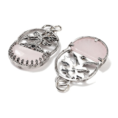 Natural Rose Quartz Bag Pendants G-Q163-06AS-05-1