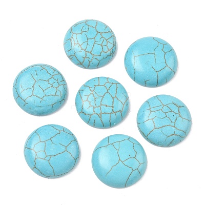 Craft Findings Dyed Synthetic Turquoise Flat Back Dome Cabochons X-TURQ-S266-20mm-01-1