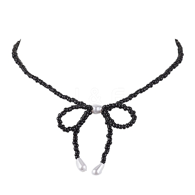 Bowknot 304 Stainless Steel Necklaces NJEW-JN04670-1