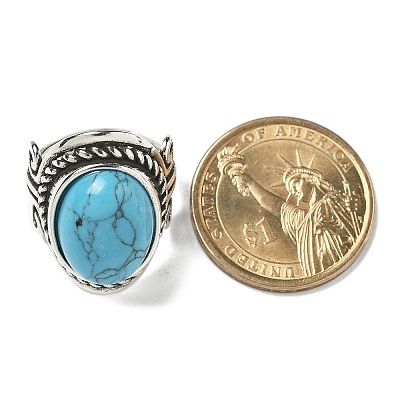 Synthetic Turquoise Adjustable Rings RJEW-I108-01AS-15-1