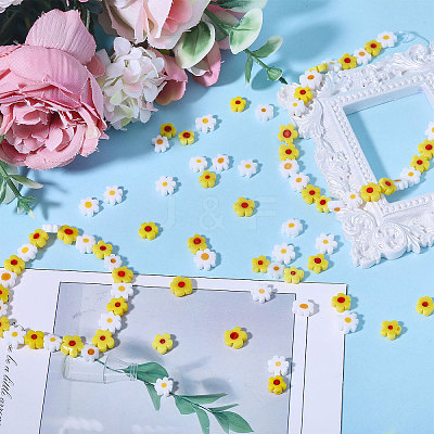 150Pcs 2 Colors Handmade Millefiori Glass Bead Strands LAMP-CA0001-14-1