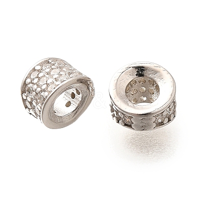 925 Sterling Silver Micro Pave Clear Cubic Zirconia Beads STER-B006-10A-P-1