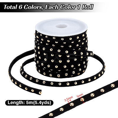 6 Rolls 6 Colors Faux Suede Cord LW-PH0002-37-1
