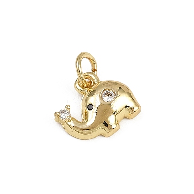 Brass Micro Pave Cubic Zirconia Elephant Charms KK-D409-41G-B-1