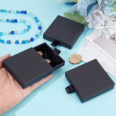 Cardboard Paper Jewelry Set Drawer Boxes with Sponge Inside FIND-WH0199-43A-1