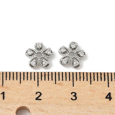 Brass Micro Pave Clear Cubic Zirconia Bead Caps KK-V015-22P-1
