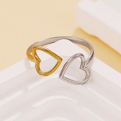 304 Stainless Steel Cuff Open Rings for Women SA-CBABC9E-05A-GP-1