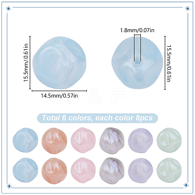 48pcs 6 colors Opaque Acrylic Beads OACR-SC0001-80-1