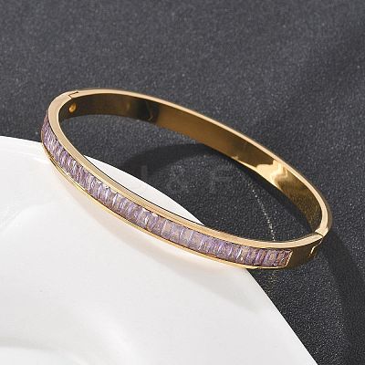 304 Stainless Steel Rhinestone Bangles for Women BJEW-Z092-02G-1