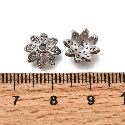 Brass Micro Pave Clear Cubic Zirconia Bead Caps KK-Z126-24P-1