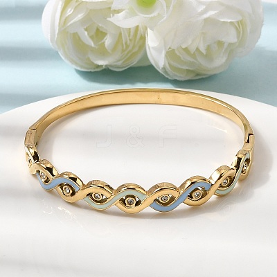 304 Stainless Steel Enamel Hinged Bangles for Women BJEW-B168-04G-01-1