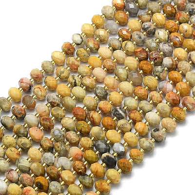Natural Yellow Crazy Agate Beads Strands G-P573-A20-01-1