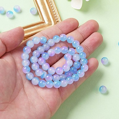 Baking Paint Imitation Jade Glass Round Bead Strands DGLA-YW0001-19A-1