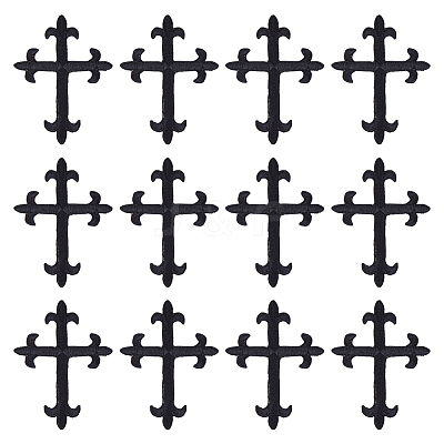 Cross Fleury Polyester Embroidery Iron on Applique Patch PATC-WH0005-44A-1
