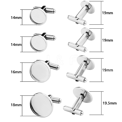 8Pcs 4 Styles 304 Stainless Steel Cuff Buttons STAS-SZ0001-63-1