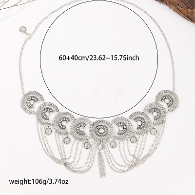Ethnic Style Alloy Crystal Rhinestone Coin Link Chain Tassel Waist Belly Chains for Dancer FS-WG3C509-02-1