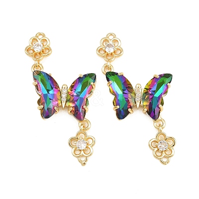 Brass Micro Pave Cubic Zirconia Connector Charms CU-CBACDF6-01G-13-1