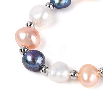 Adjustable Pearl and Brass Beaded Slider Bracelets BJEW-T022-15C-1