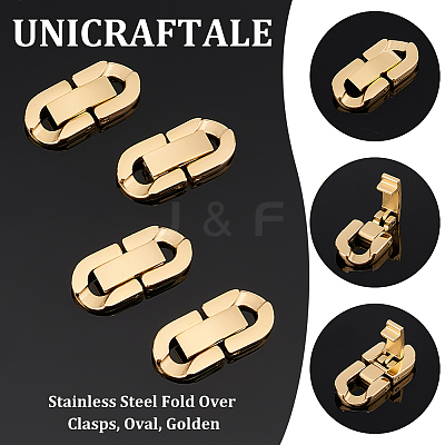 4Pcs 304 Stainless Steel Fold Over Clasps STAS-UN0055-31-1