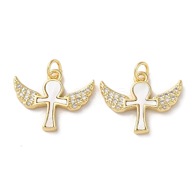 Brass Micro Pave Clear Cubic Zirconia Pendants KK-B083-33F-G-1