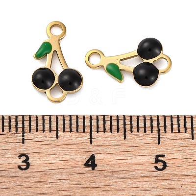 Ion Plating(IP) 304 Stainless Steel Enamel Fruit Connector Charms STAS-P373-01G-02-1