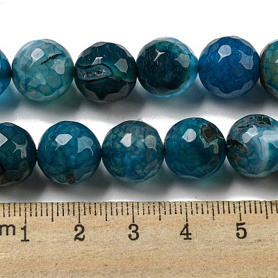 Faceted Natural Dragon Veins Agate Beads Strands G-F447-12mm-P05-1