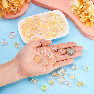 90Pcs 9 Styles Two Tone Transparent Acrylic Beads MACR-TA0002-11-1