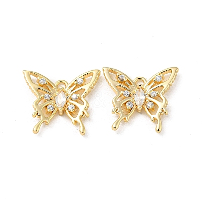 Hollow Brass Micro Pave Cubic Zirconia Pendants KK-H460-51G-1