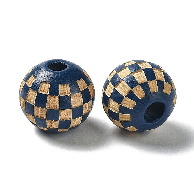 Wood Laser Engraved Tartan Beads WOOD-I011-01B-06-1