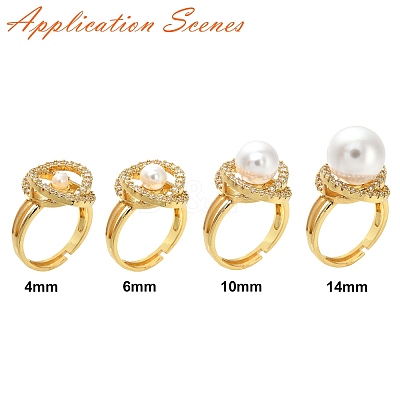 Brass Micro Pave Cubic Zirconia Adjustable Ring Settings KK-K297-05G-1