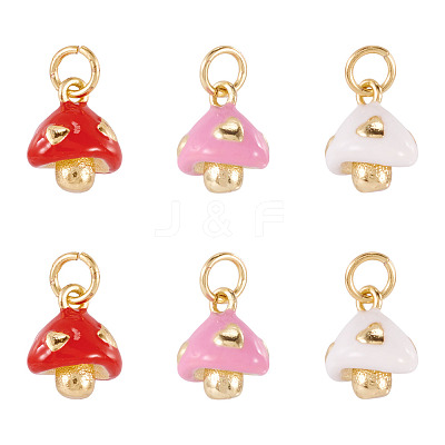 6Pcs 3 Colors Brass Enamel Charms KK-TA0002-64-1