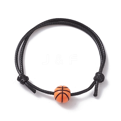 Sport Theme Acrylic Braided Bead Bracelet with Waxed Polyester Cords BJEW-JB10152-1