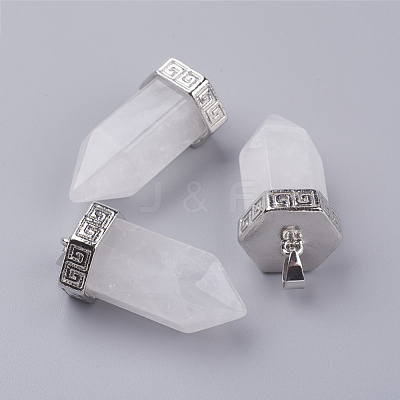 Natural Quartz Crystal Pointed Pendants G-E442-03U-1