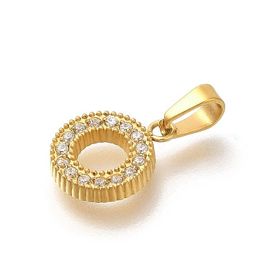 Ion Plating(IP) 304 Stainless Steel Micro Pave Cubic Zirconia Pendants STAS-H228-04G-02-1