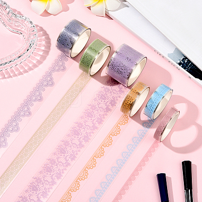 1Bag Lace Patterns PET Floral Decorative Tape Set AJEW-SP0002-74A-1