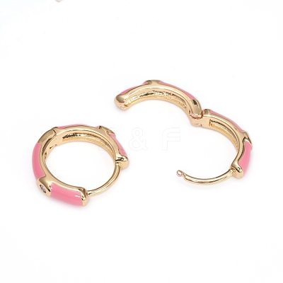 Brass Micro Pave Clear Cubic Zirconia Huggie Hoop Earrings EJEW-I240-02-1